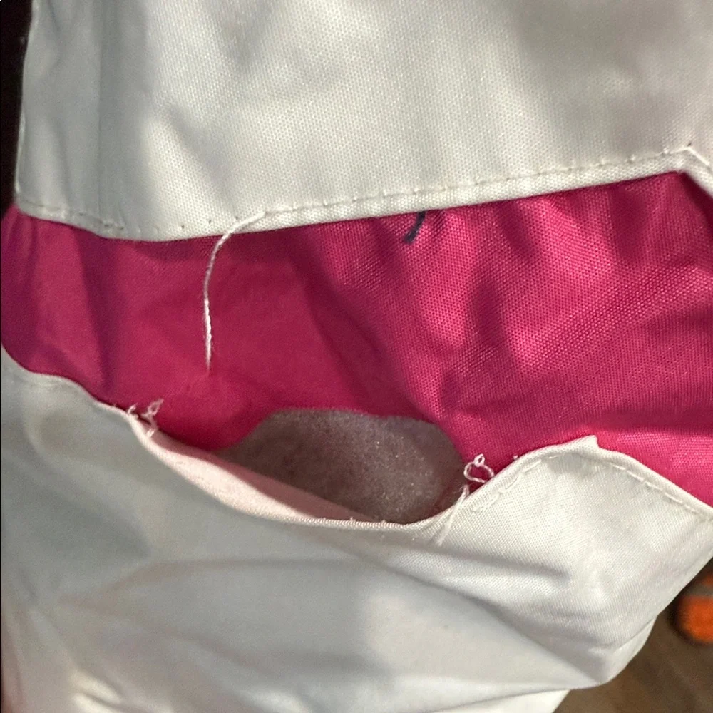 Weatherproof White and Pink Kids Raincoat with Navy Accents